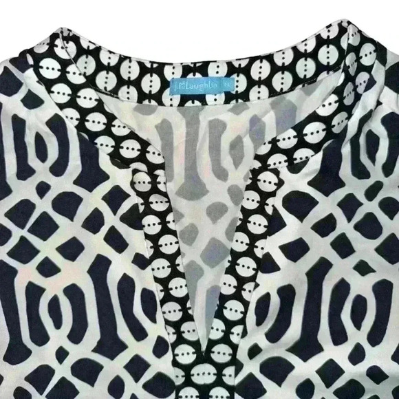 J. McLaughlin Catalina Tunic 3/4 sleeves M, Black white spring performance - Picture 4 of 7